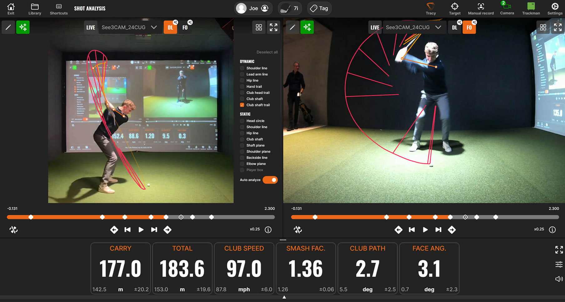 Trackman's AI Motion Analysis V2 Screen in use at The Golf Crypt
